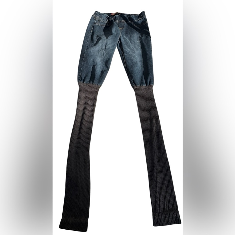 Women’s Dark Blue jeans w/knitted bottom size Medium